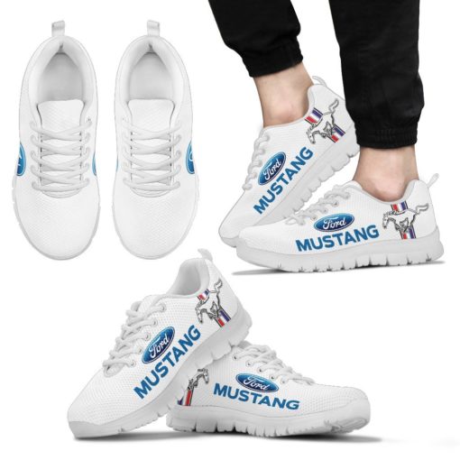 Ford Mustang Breathable Running Shoes White Blue