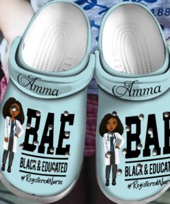 Bae Black Educated Register Nurse Crocs Clog Shoes
