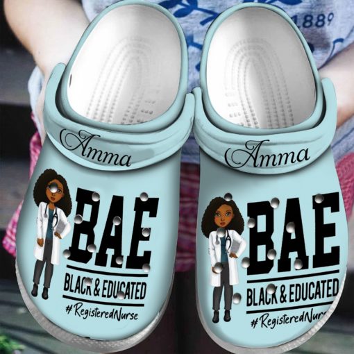 Bae Black Educated Register Nurse Crocs Clog Shoes