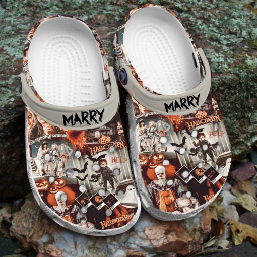 Horror Fall Vintage Scary Faces Personalised Crocs Clog Shoes