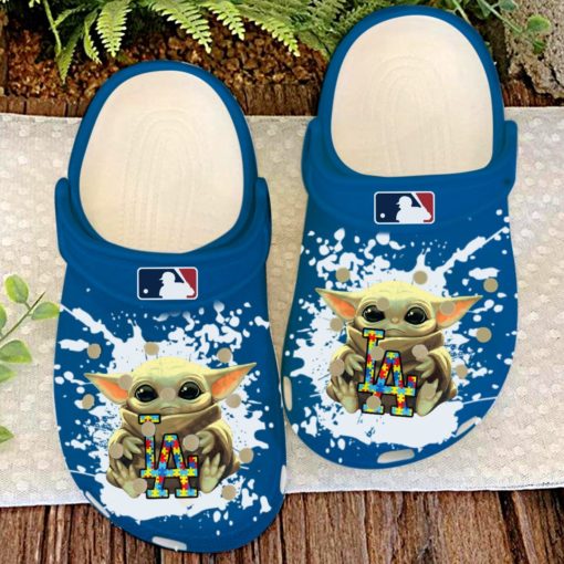 Los Angeles Dodgers La Baby Yoda Autism Crocs Clog Shoes