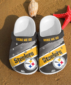 Pittsburgh Steelers Here We Go Custom Crocs Clog Shoes