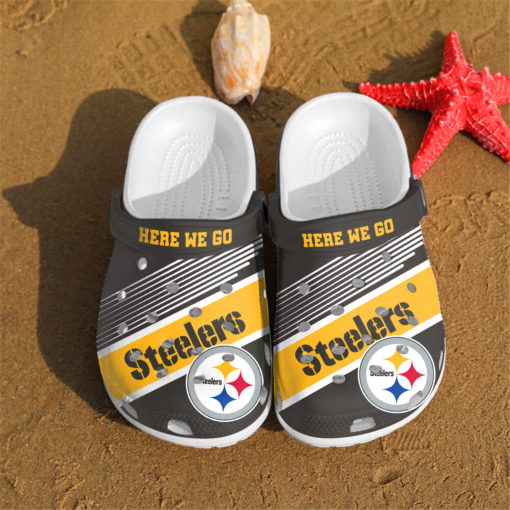 Pittsburgh Steelers Here We Go Custom Crocs Clog Shoes