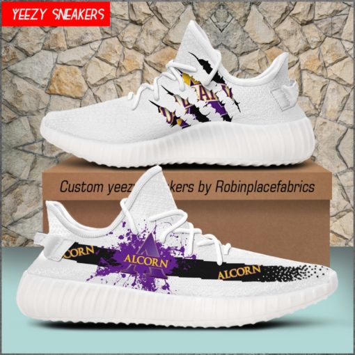 Alcorn State Braves Yeezy Boost White Sneakers