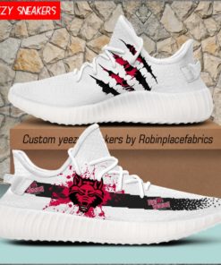 Arkansas State Red Wolves Yeezy Boost White Sneakers