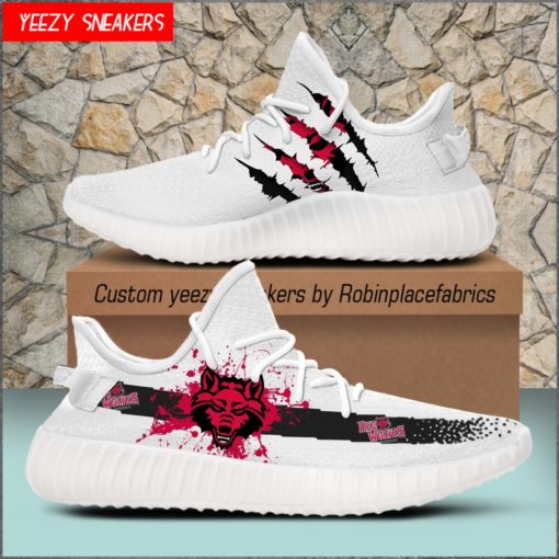 Arkansas State Red Wolves Yeezy Boost White Sneakers
