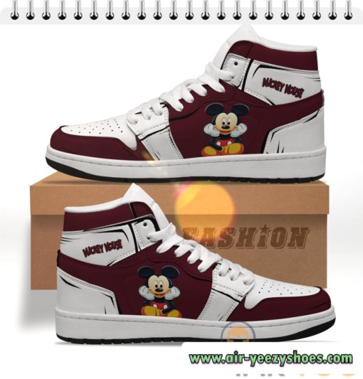 Cute Mickey Mouse Red And White Custom Air Jordan Shoes