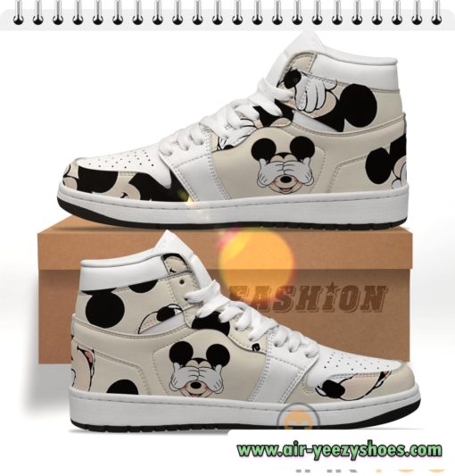 Funny Mickey Mouse White Custom Air Jordan Shoes