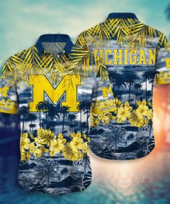 Michigan Wolverines Button Down Hawaiian Shirt