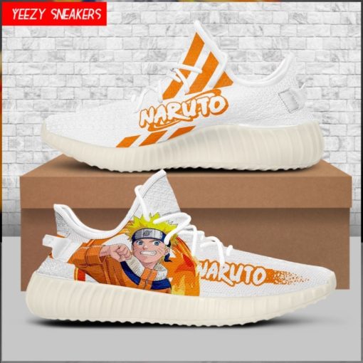 Naruto Anime Naruto Uzumaki Yeezy Boost White Sneakers