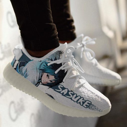 Naruto Anime Sasuke Uchiha Yeezy Boost White Sneakers