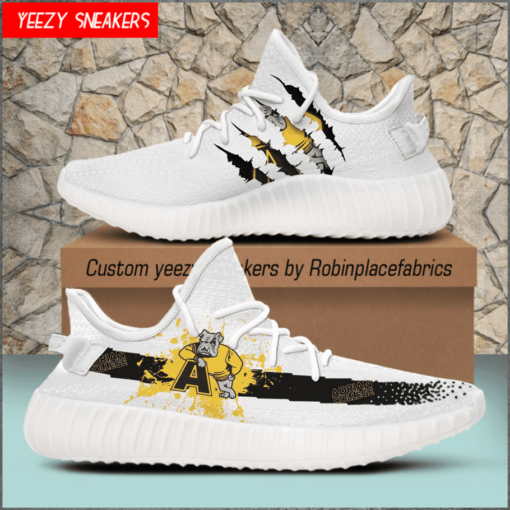 NCAA Adrian College Bulldogs Yeezy Boost White Sneakers