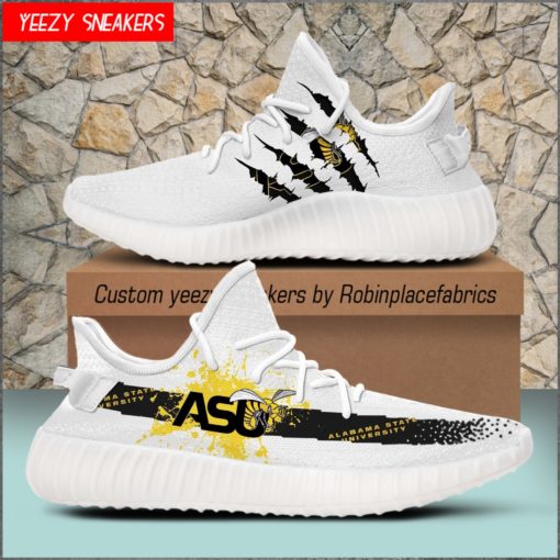 NCAA Alabama State Hornets Yeezy Boost White Sneakers