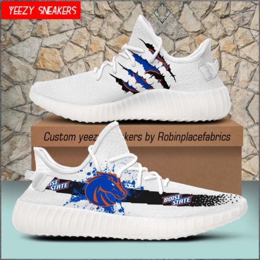 NCAA Boise State Broncos YZ Boost White Sneakers