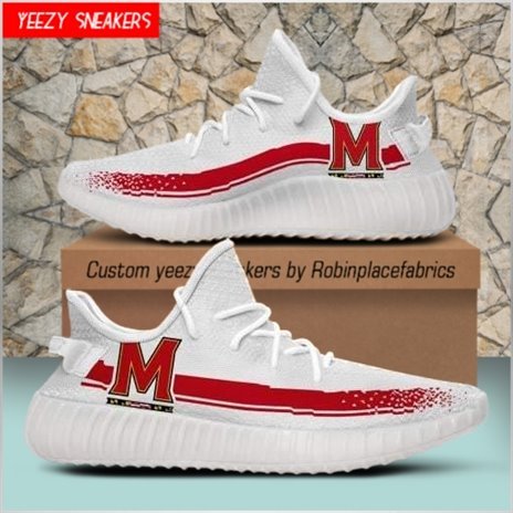 NCAA Maryland Terrapins YZ Boost White Sneakers