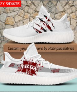NCAA Mississippi State Bulldogs Yeezy Boost White Sneakers