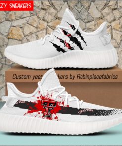 NCAA Texas Tech Red Raiders Yeezy Boost White Sneakers