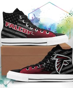 Atlanta Falcons Canvas High Top Shoes Custom American Flag Sneakers
