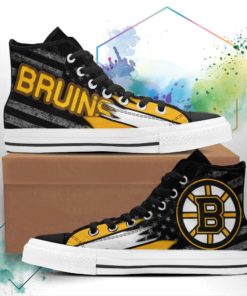 Boston Bruins Canvas High Top Shoes Custom American Flag Sneakers