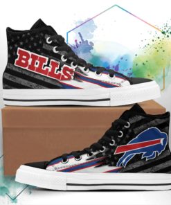 Buffalo Bills Canvas High Top Shoes Custom American Flag Sneakers