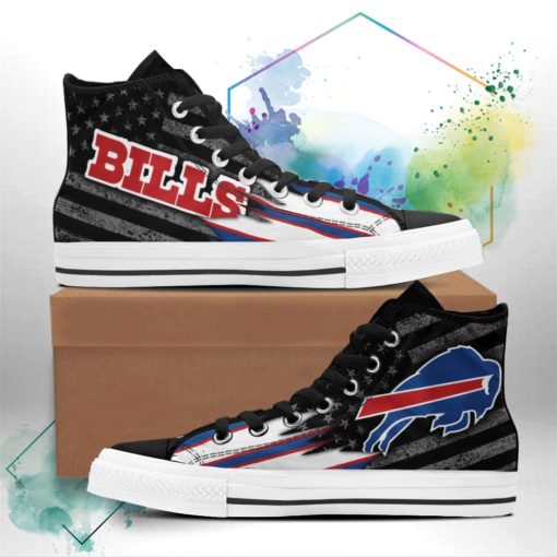 Buffalo Bills Canvas High Top Shoes Custom American Flag Sneakers