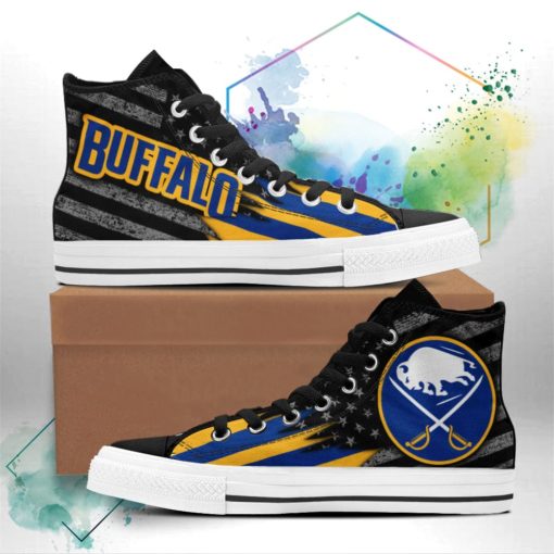 Buffalo Sabres Canvas High Top Shoes Custom American Flag Sneakers