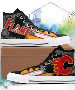 Calgary Flames Canvas High Top Shoes Custom Canadian Maple Leaf Sneakers