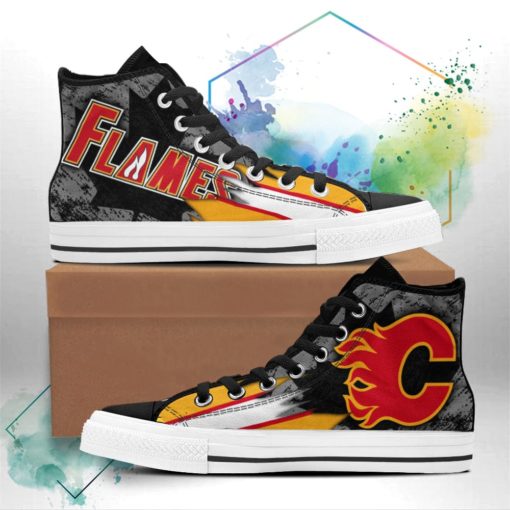 Calgary Flames Canvas High Top Shoes Custom Canadian Maple Leaf Sneakers
