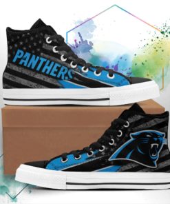 Carolina Panthers Canvas High Top Shoes Custom American Flag Sneakers