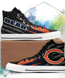 Chicago Bears Canvas High Top Shoes Custom American Flag Sneakers