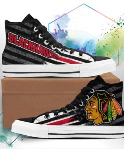 Chicago Blackhawks Canvas High Top Shoes Custom American Flag Sneakers