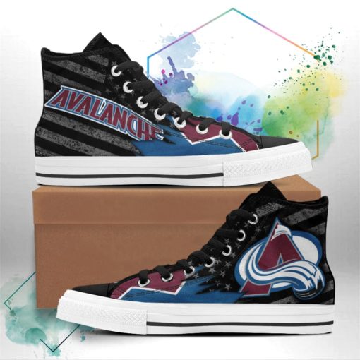 Colorado Avalanche Canvas High Top Shoes Custom American Flag Sneakers