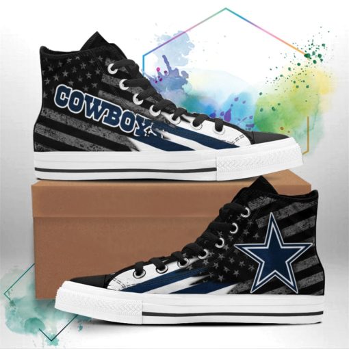 Dallas Cowboys Canvas High Top Shoes Custom American Flag Sneakers