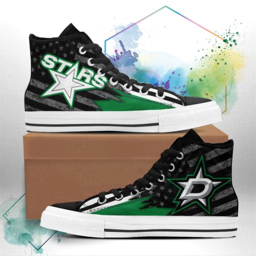 Dallas Stars Canvas High Top Shoes Custom American Flag Sneakers