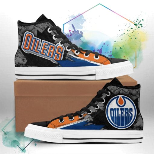 Edmonton Oilers Canvas High Top Shoes Custom Canadian Maple Leaf Sneakers