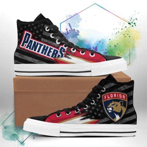 Florida Panthers Canvas High Top Shoes Custom American Flag Sneakers