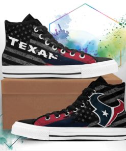 Houston Texans Canvas High Top Shoes Custom American Flag Sneakers