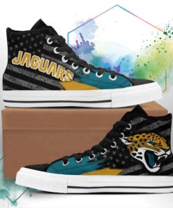 Jacksonville Jaguars Canvas High Top Shoes Custom American Flag Sneakers