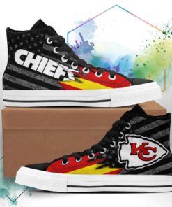 Kansas City Chiefs Canvas High Top Shoes Custom American Flag Sneakers