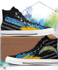 Los Angeles Chargers Canvas High Top Shoes Custom American Flag Sneakers