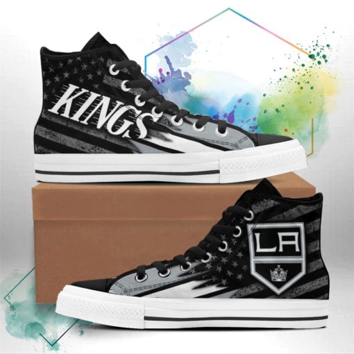 Los Angeles Kings Canvas High Top Shoes Custom American Flag Sneakers
