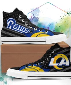 Los Angeles Rams Canvas High Top Shoes Custom American Flag Sneakers