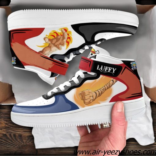 Ace and Luffy Sneakers Air Mid Custom One Piece Anime Shoes