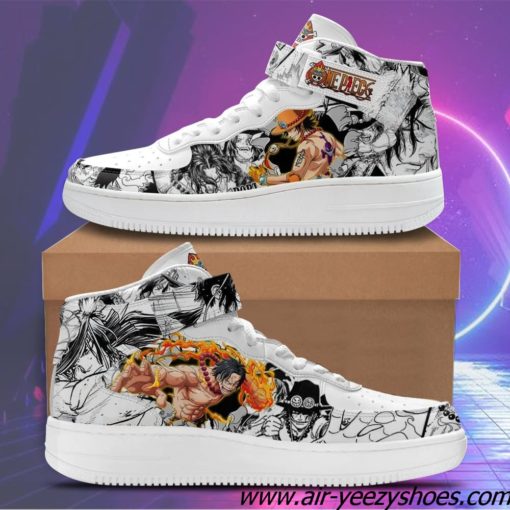 Ace Sneakers Air Mid Custom One Piece Anime Shoes