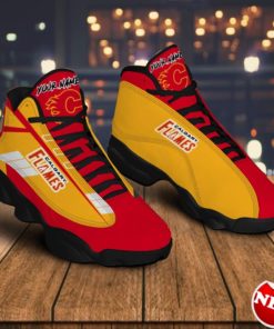 Calgary Flames Custom Name Air Jordan 13 Sneakers