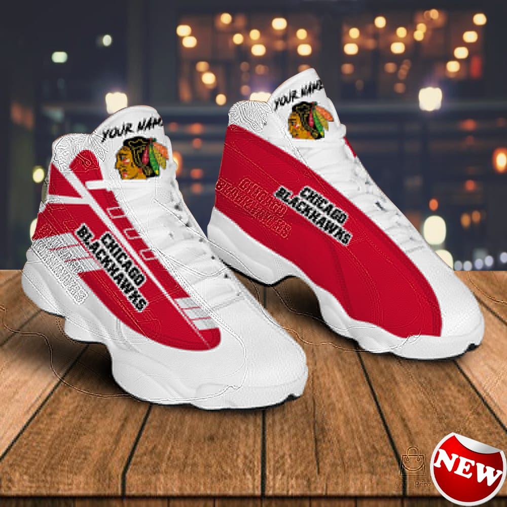 Chicago Blackhawks Custom Name Air Jordan 13 Sneakers