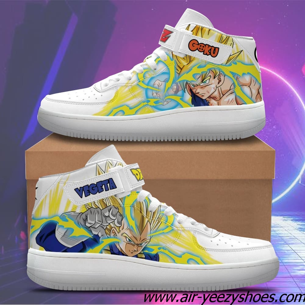 Goku and Vegeta Super Saiyan Sneakers Air Mid Custom Dragon Ball Anime Shoes