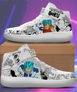Goku Blue and Vegeta Blue Sneakers Air Force 1 Mid Dragon Ball Shoes