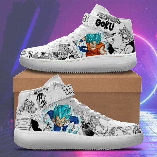 Goku Blue and Vegeta Blue Sneakers Air Force 1 Mid Dragon Ball Shoes