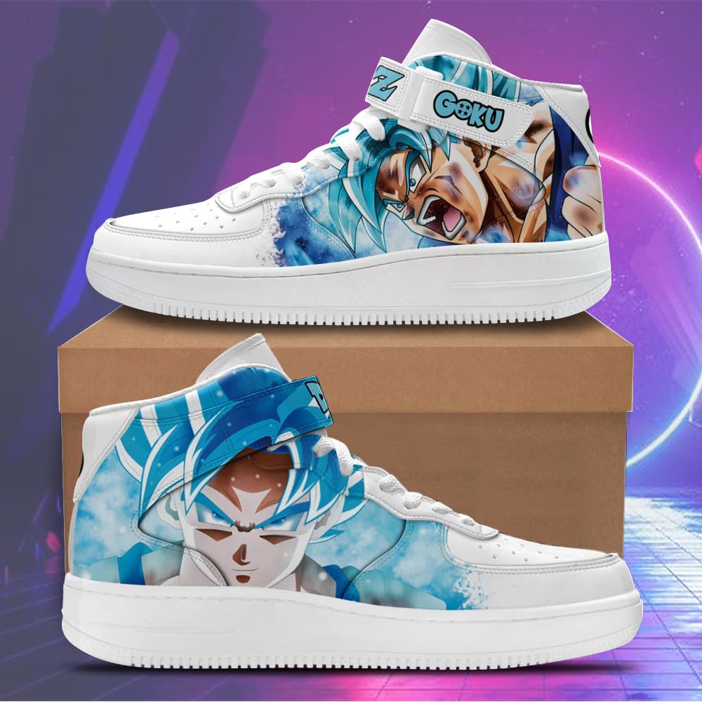 Goku Blue Sneakers Air Force 1 Mid Custom Dragon Ball Anime Shoes
